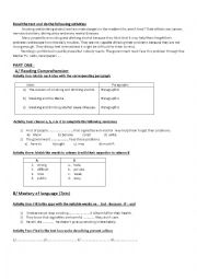 English Worksheet: reading comprehension 