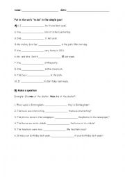 English Worksheet: Simple past: Was - were