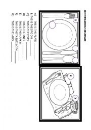 English Worksheet: Tableware