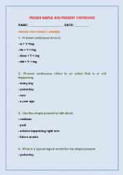 English Worksheet: Present Simple and Continuous