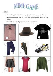 English Worksheet: Mime Game