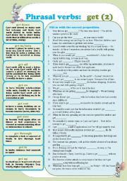 English Worksheet: Phrasal Verbs: get (2) With Keys and Editable