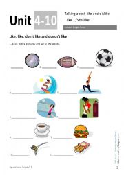 English Worksheet: like& dislike