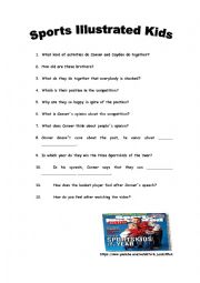 English Worksheet: Illustrated Sportskids