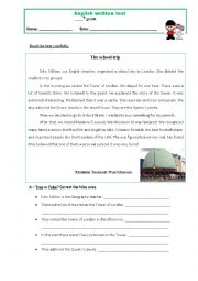 English Worksheet: Written Test - The school trip