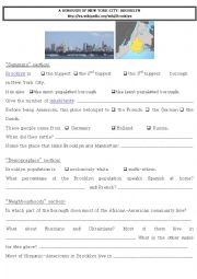 English Worksheet: Webquest NYC - Brooklyn