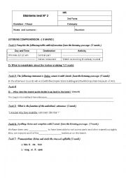 English Worksheet: mid term  test  2   3rd form 