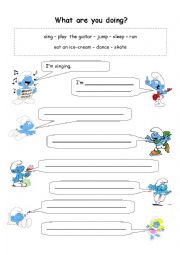 English Worksheet: What are you doing? - The Smurfs