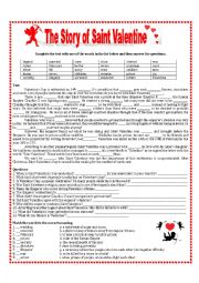 English Worksheet: The Story of Saint Valentine