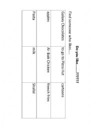 English Worksheet:  survey -present simple (Do you like)