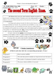 English Worksheet: wildlife