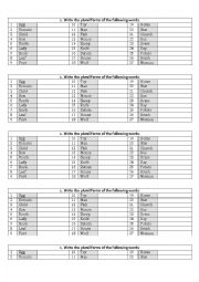 English Worksheet: Plurals