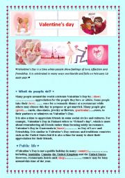 English Worksheet: valentine s day