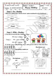 English Worksheet: HAPPY BIRTHDAY