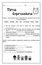 English Worksheet: Time expressions quiz