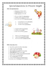English Worksheet: special questions in simple present