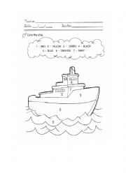 English Worksheet: Color the Ship