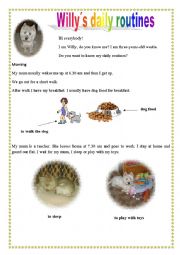 English Worksheet: Willys daily routines