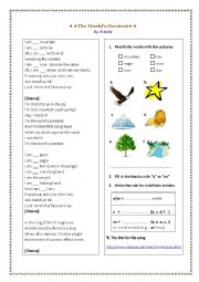 English Worksheet: The Indefinite Articles a/an - Song