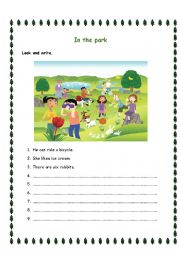 English Worksheet: In the park