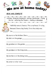 English Worksheet: We are at home today