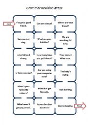 English Worksheet: Be, have, can, Present Continuous Grammar Maze.doc