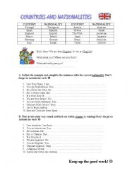 English Worksheet: countries