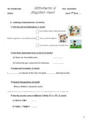 English Worksheet: mid term test 2 for 7th form 