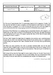 English Worksheet: end of term test (4th sports)