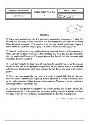 English Worksheet: end of term test (4th sports)