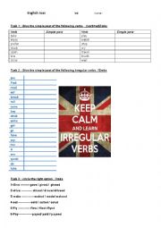 English Worksheet: irregular verbs test