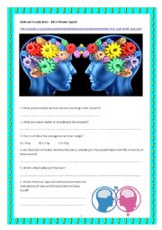 English Worksheet: Male and Female brains - BBC  6 minute English