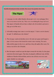 English Worksheet: 6th form exam (The Piper)