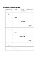 English Worksheet: irregular verbs test