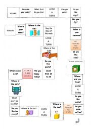 English Worksheet: BOARD GAME