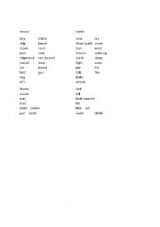 English Worksheet: Nouns verbs