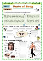 English Worksheet: Parts of Body