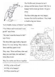 English Worksheet: The Three Little Pigs Chapter 8