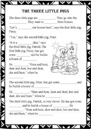 English Worksheet: The Three Little Pigs - Fill in