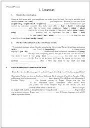 English Worksheet: review activities (1st form Tunisian)