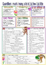 Quantifiers: much/many/a lot of/ a few / a little