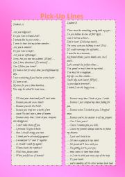 English Worksheet: Valentine`s Day Pick-Up Lines