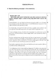 English Worksheet: A News Article