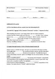 English Worksheet: Prep school tests