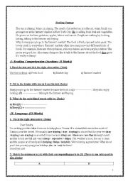 English Worksheet: 7th form exam