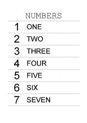 numbers from 1 to 20