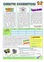 English Worksheet: CARNIVAL CELEBRATIONS