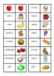 English Worksheet: food domino