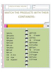 UNCOUNTABLE NOUNS AND THEIR CONTAINERS