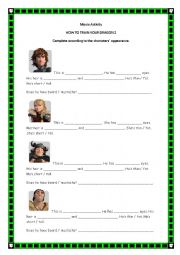 English Worksheet: How to train your dragon 2